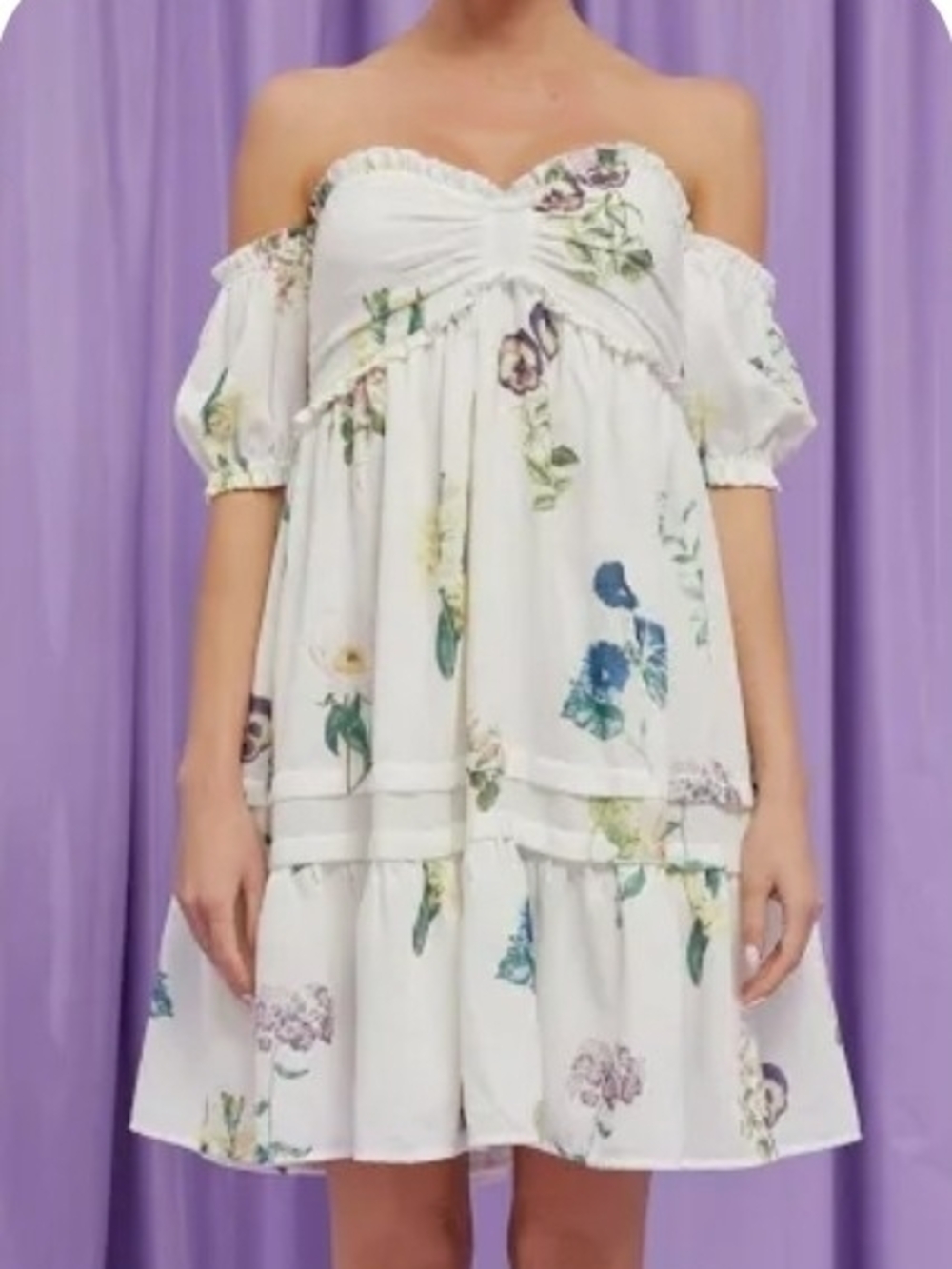 Lena White Floral Off-Shoulder Top